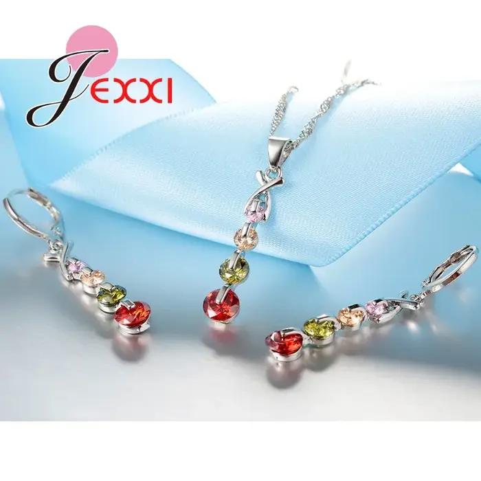 Ensemble de bijoux de mariage en argent regardé 925 pour patients