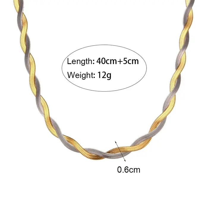 E.B.belle – collier ras du cou tressé en os de poisson pour femme, couleur or et argent, boutique of