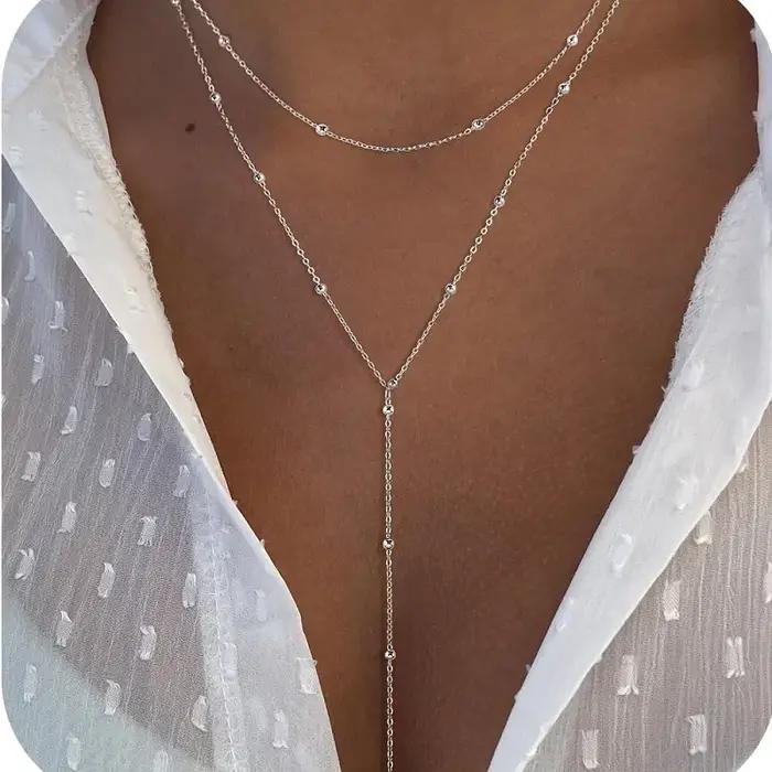 Collier Lariat plaqué or pour femmes
