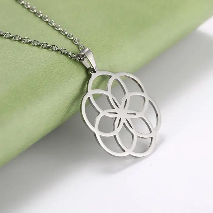 Collier fleur de vie HIPEE pour femmes et filles, collier en acier inoxydable, bijoux cadeau