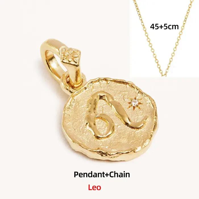 Collier Classique en Acier Inoxydable 12 Constellations, Plaqué Or, Cercle Géométrique, Ras-de-cou P