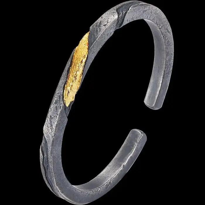 Bracelet Bracelet rétro en argent pour hommes avec bracelet fait main