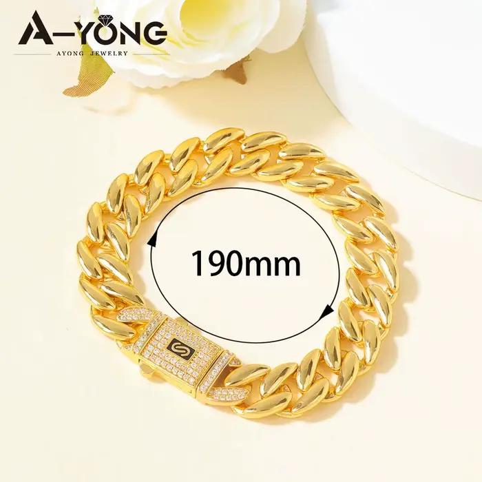 Bracelet Hip Hop de Luxe Dubaï Plaqués Or 21 Carats Zirconium Italien pour Femmes Occasions Spéciales Arabes Mariages Soirées