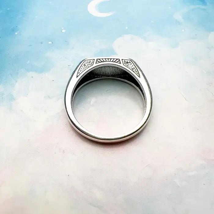 Bague signet en onyx en argent sterling 925 pour femmes romantique bijou occasion spéciale vendange elegant