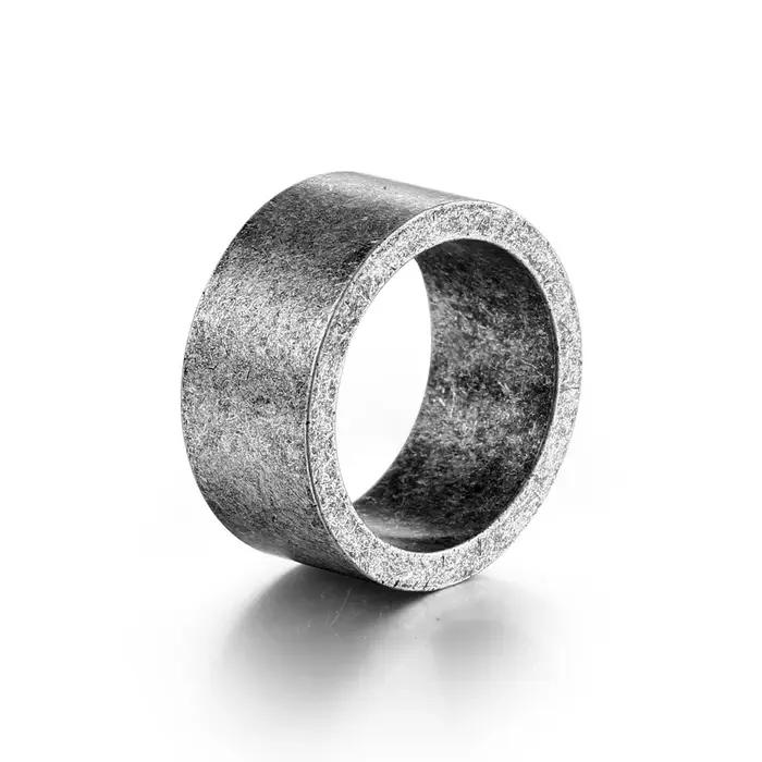 Bague en acier inoxydable couleur argent antique pour homme