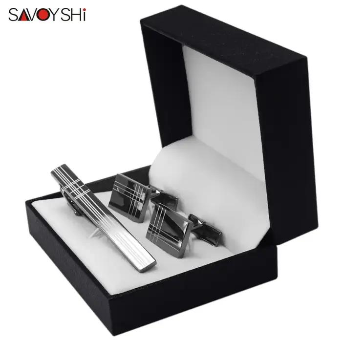 Ensemble de boutons de manchette et épingles à cravate classiques pour hommes d'affaires, finition plaquée, cuivre antique, carré, pour anniversaire, mariage, cadeau, occasion spéciale