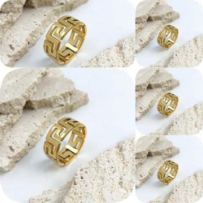 Bague pour hommes plaquée or en acier inoxydable