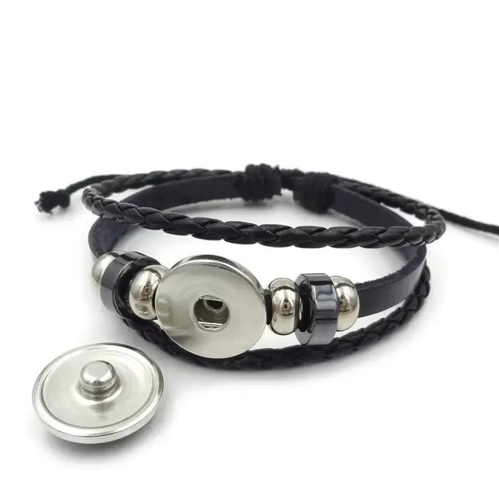 Bracelet en cuir tressé multicouche pour hommes et femmes