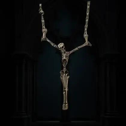Pendentif tête de mort et croix résine collier néo-gothique pour femmes et hommes parties et événements halloweeniques