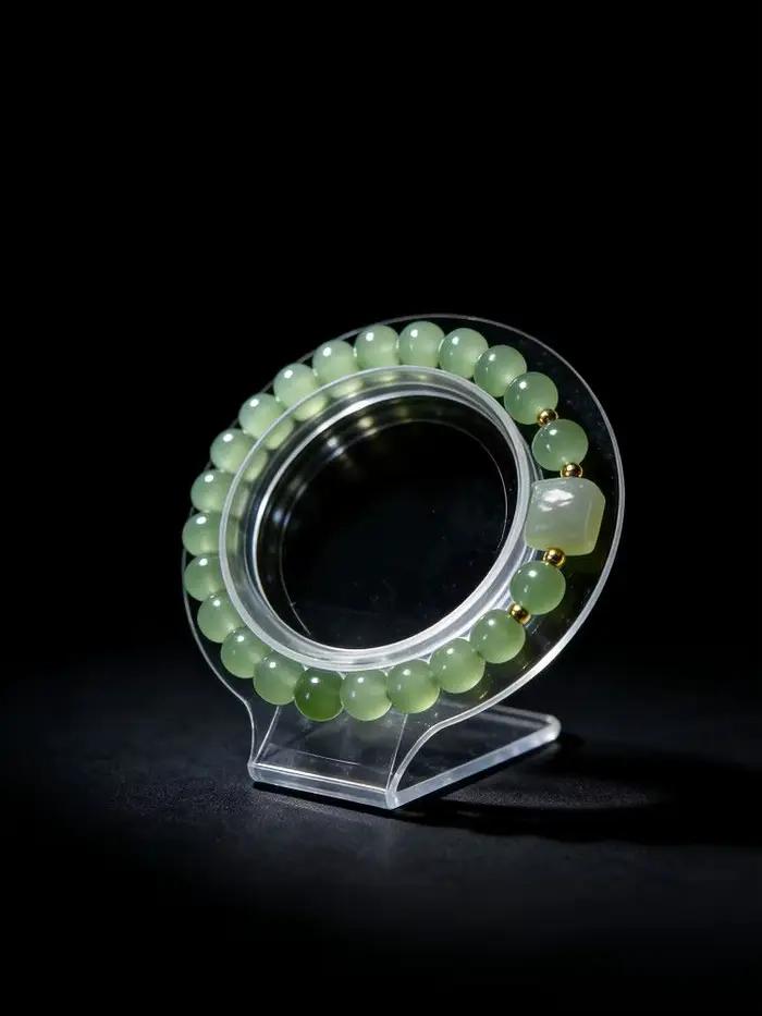 Bracelet perlé en jade Hetian naturel Qingshui 2026 – Bijou polyvalent pour femme