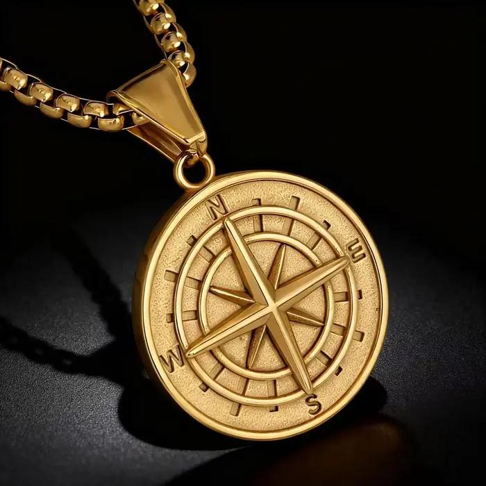 HNSP – collier avec pendentif boussole Vintage en acier inoxydable 316L pour hommes, accessoires de bijoux Viking