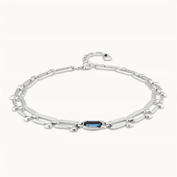 Collier avec pendentif en forme de plante en cristal bleu pour femmes, style décontracté et sportif, pour soirées et événements formels