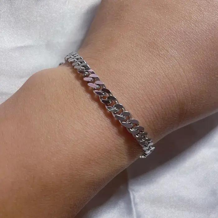 Bracelets gourmette en argent regardé 925 pour hommes et femmes