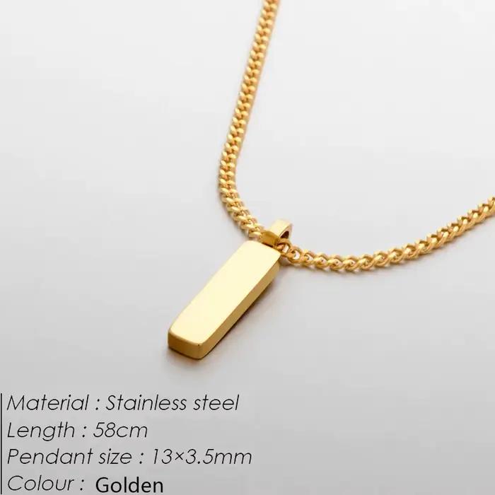 Pendentif en acier inoxydable pour hommes, chaîne dorée, collier, étanche, ne se décolore pas, à la