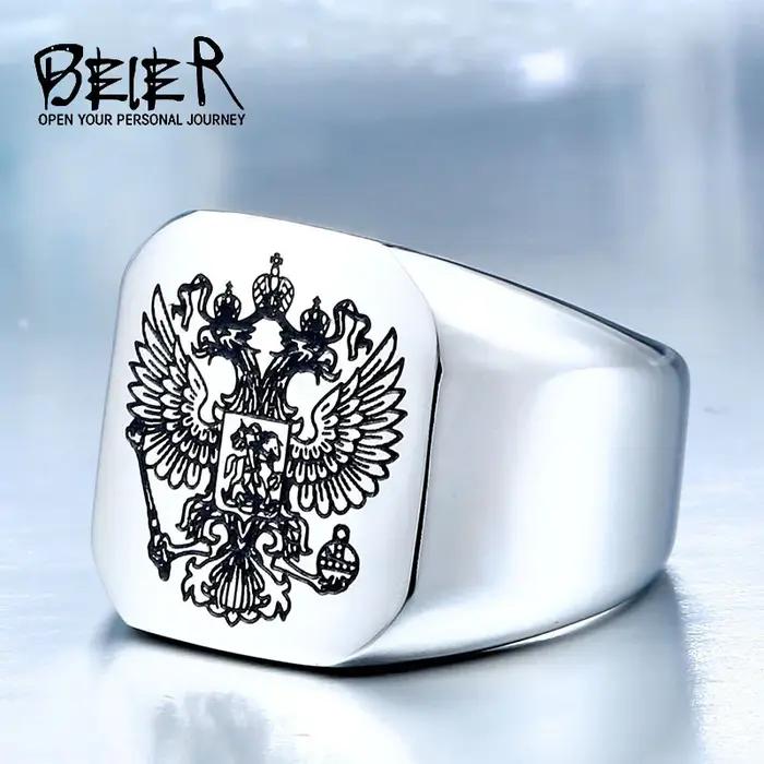 BEIER 2017 Cool Eagle Ring With A Coat Of Arms Of The Russian Ring Stainless Steel Man High Quality