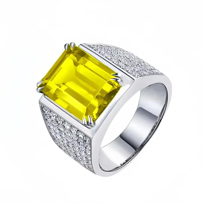 Bague en émeraude verte naturelle pour homme