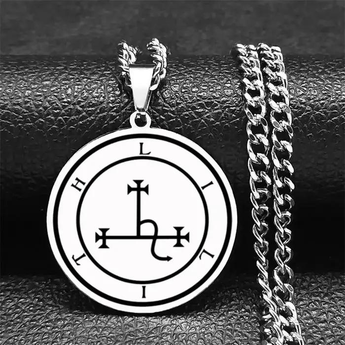Collier pendentif en acier inoxydable avec sceau Lilith