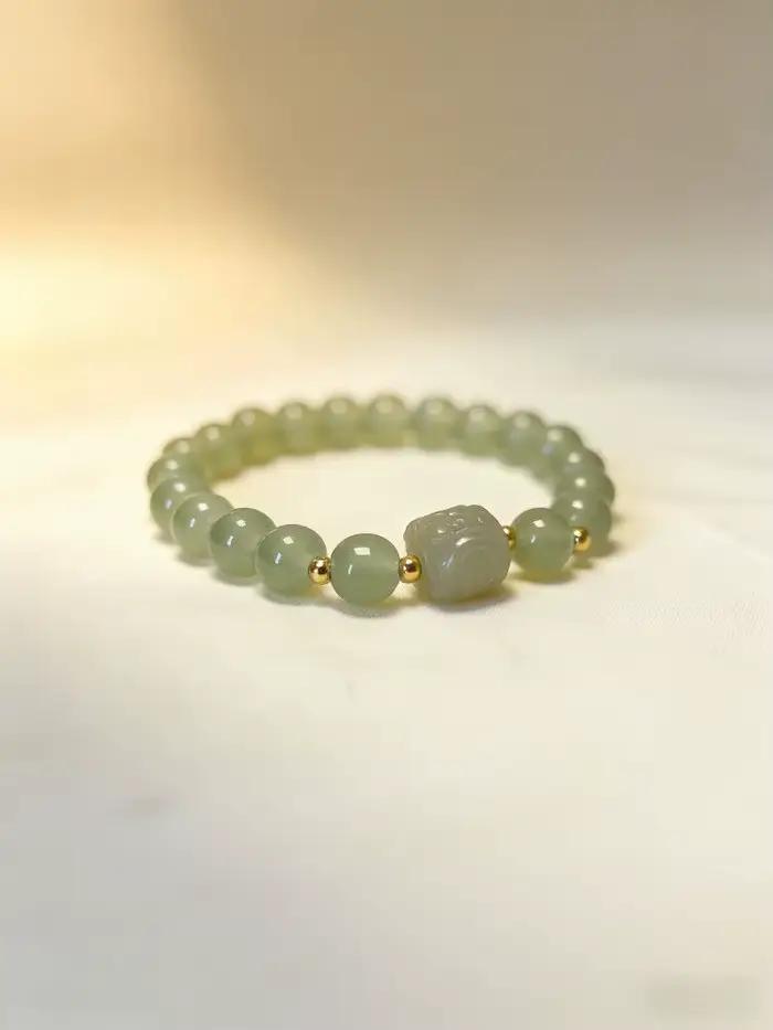Bracelet perlé en jade Hetian naturel Qingshui 2026 – Bijou polyvalent pour femme