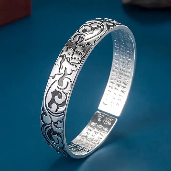 Bracelet en argent Sterling 925 en relief, mode créative, bénédiction, cadeau d'anniversaire