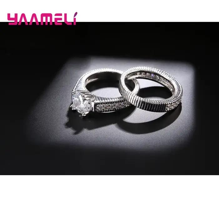 1 paire de bagues de Couple en argent Sterling 925 scintillant