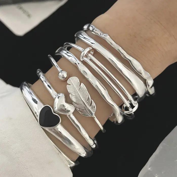 Bracelet en argent sterling 925 vintage fait à la main pour femmes et hommes pour occasions spéciales anniversaires fiançailles cadeau d'anniv