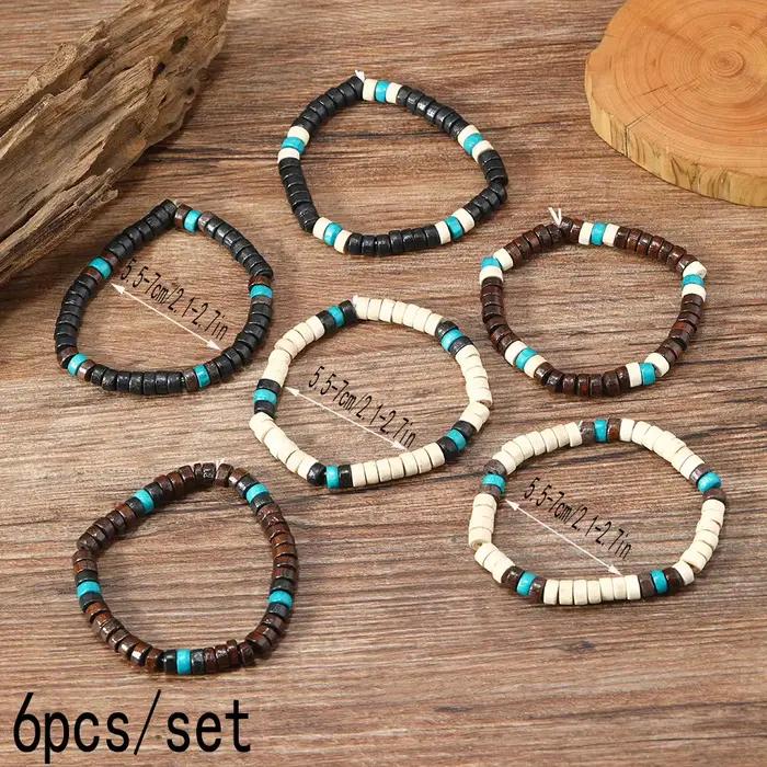 Ensemble de bracelets en perles de bois pour hommes trackers d'humeur mode masculine élégants pour homme occasions spéciales