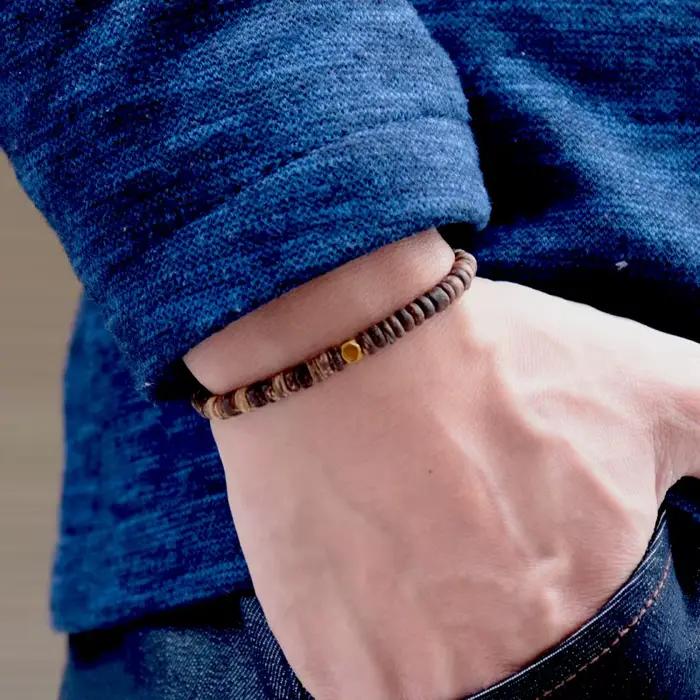 Bracelet en Bois 100% Naturel pour Homme, Minimaliste, Bouddha Perlé, Alpinisme, Méditation, Yoga, C