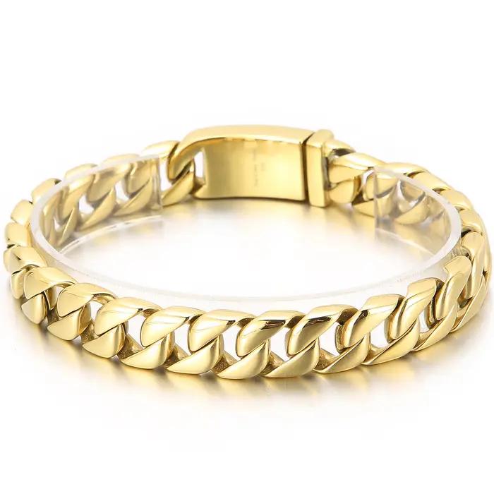 Gourmette JOOn en Acier Inoxydable pour Homme, Bijoux Poli et Brossé, Bracelet Classique, 12mm, SION L