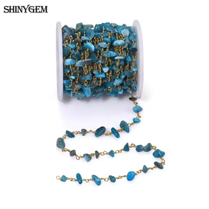 Tourmaline naturelle strass gravier puces chapelet chaîne de perles plaqué or