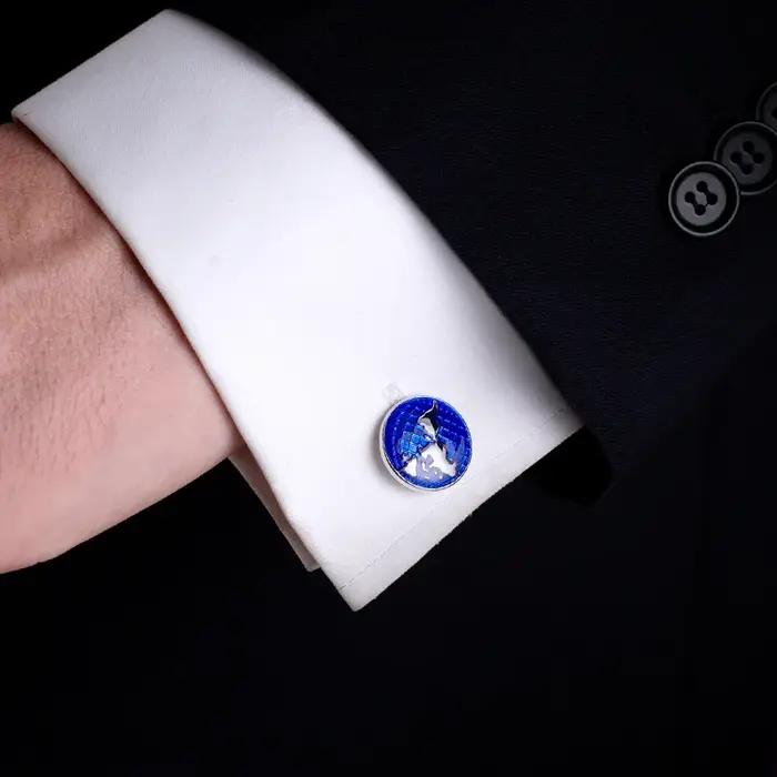 Boutons de manchette élégants carte du monde pour hommes à la mode pour invités de mariage et occasions spéciales