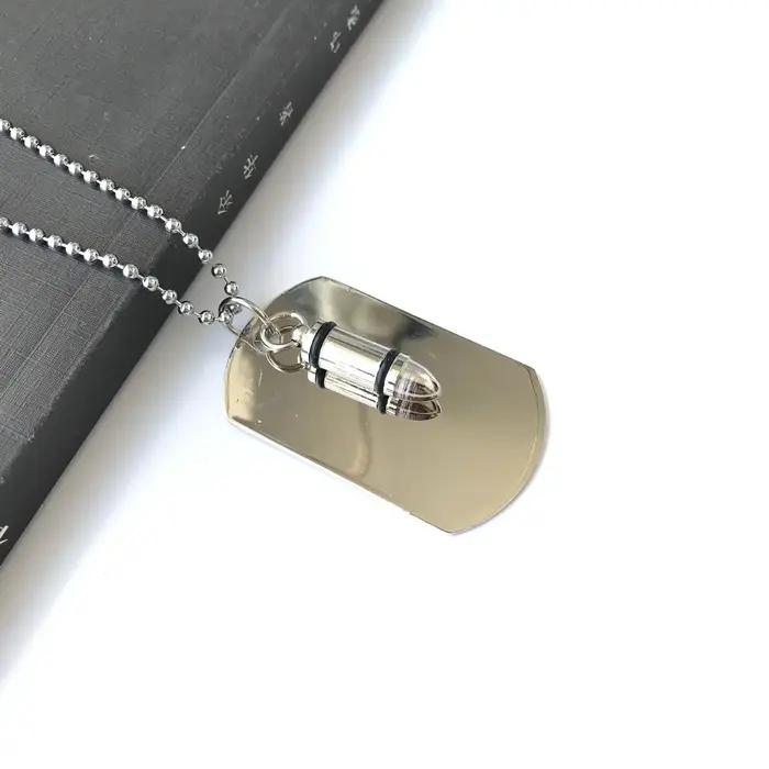 Collier militaire lisse avec pendentif balle