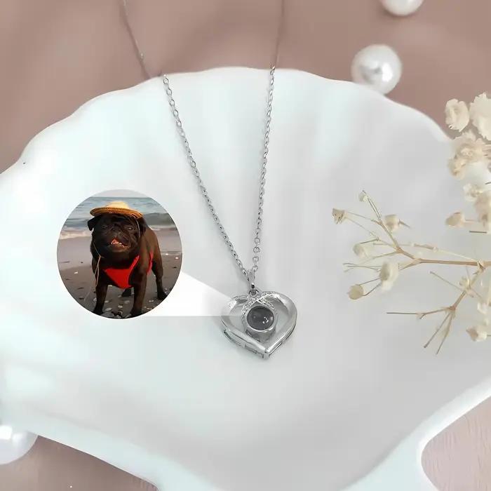 Collier avec projection de photo personnalisée - Pendentif en forme de cœur personnalisé - Bijou sou