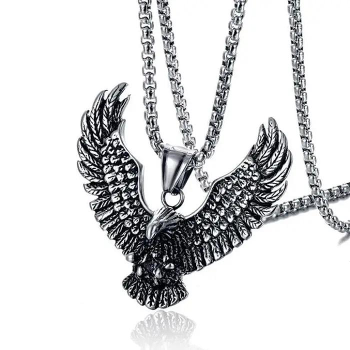 Collier pendentif aigle volant Hip Hop Punk chaîne en acier inoxydable bijoux pour hommes Vintage rappeur Rock accessoires cadeau 2025 nouveau
