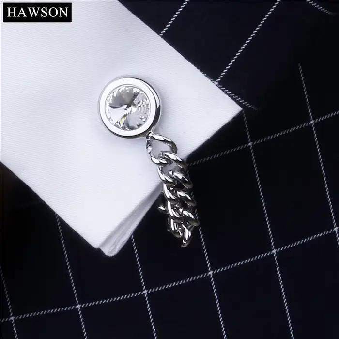 HAWSON-lèvent de manchette en cristal pour hommes avec JO, chemises françaises pour hommes, bijoux d'affaires de mariage ou accessoires