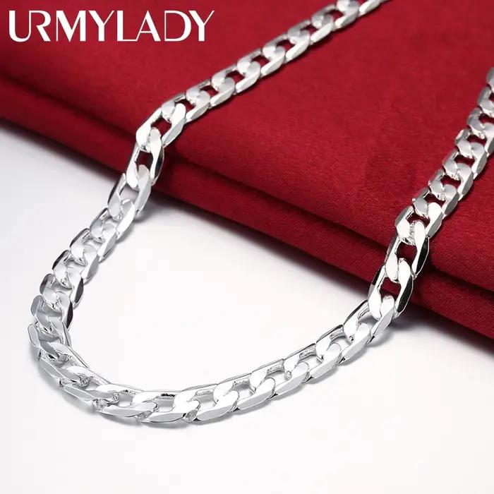Collier en argent Sterling 925 pour hommes, offre spéciale, 20/24 pouces, chaîne classique de 8MM, b
