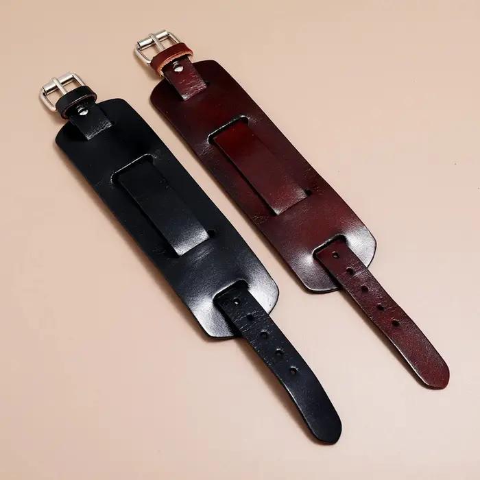 Bracelet Punk en cuir PU réglable Vintage pour hommes, tenue quotidienne de vacances