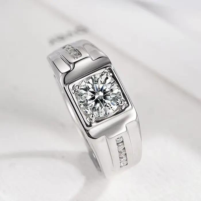 Bagues pour homme en argent 925 avec zircon brillant