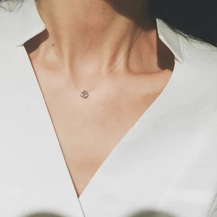 Collier en argent sterling 925 serti de zircone transparente moderne à offrir pour femme mariage fiançailles anniversaire fête