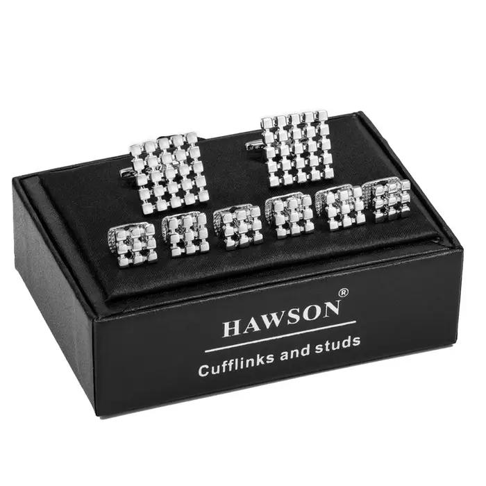 HAWSON – ensemble de boutons de manchette carrés en métal pour hommes