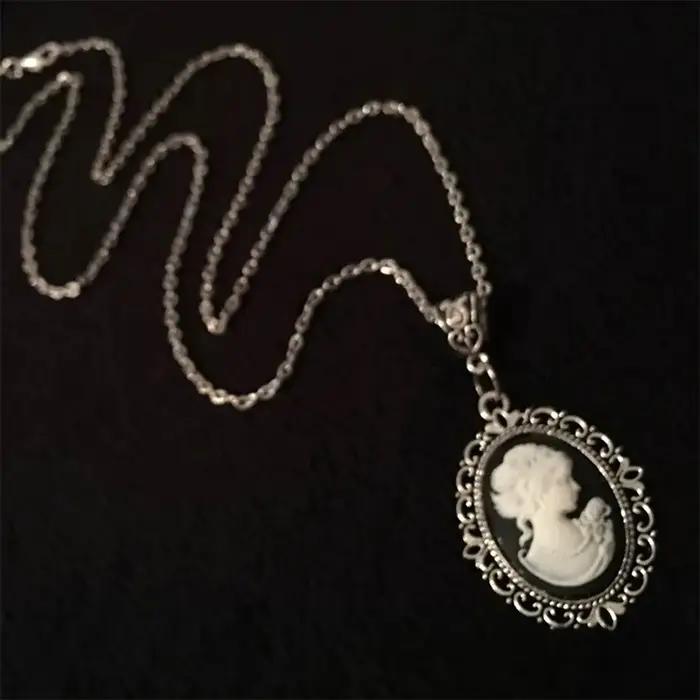 Collier Camée Gothique Vintage Sculpté Ras Du Cou Bijou Femme Filles Occasions Spéciales