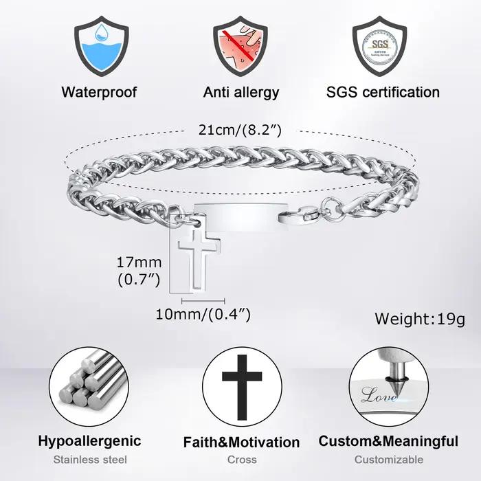 Bracelet à chaîne cubaine croisée tendance pour hommes