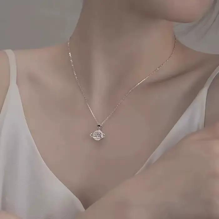 Collier planète en argent Sterling 925