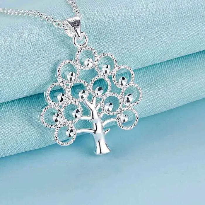 Nouvelle mode coréenne 925 en argent Sterling fine arbre pendentif collier boucles d'oreilles ensembles de bijoux pour les femmes fête de mariage cadeaux de vacances