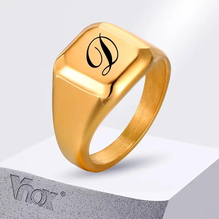 Chevalière Carrée Personnalisée VNOX Bague de Cocktail Acier Inoxydable Style Punk pour Hommes Femmes Occasions Spéciales Pratique Élégante