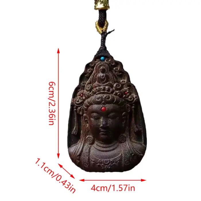 Amulette bouddhiste Guanyin pendentif collier Agarwood Feng Shui