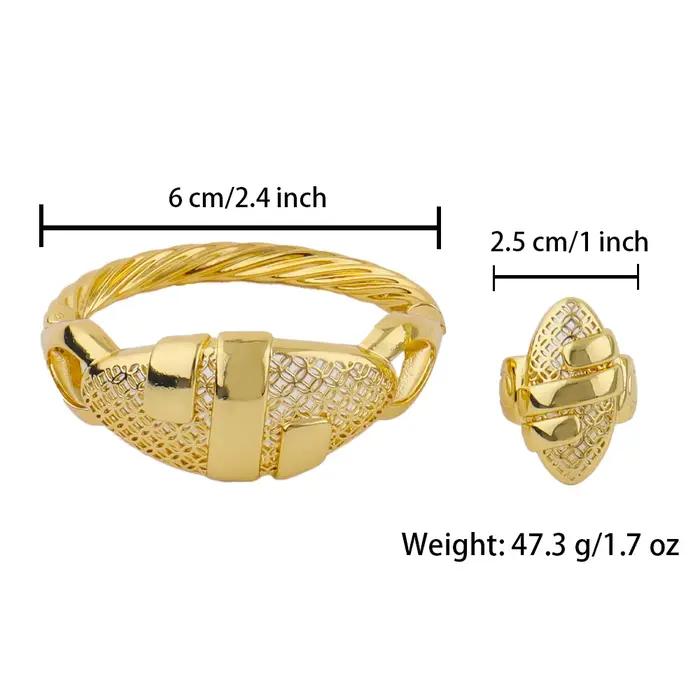 Bracelets et bagues arabes couleur or de Dubaï, plaqués or 18 carats, bijoux au design unique et tendance pour femmes, cadeau de mariage