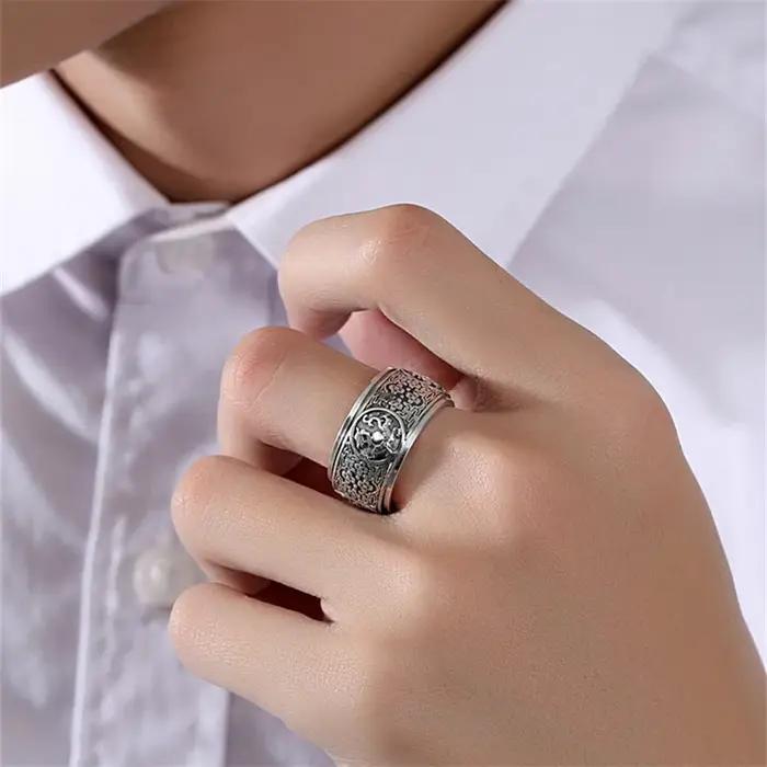 Bague Rotative en Forme d'Animaux Puissants Hommes Bijou Dominant Sculpture Rétro Cadeau Anniversaire Occasions Spéciales