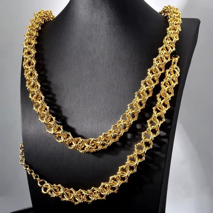 Collier en or 18 carats Diana baby style italien pour femmes et hommes audacieux pour parties et occasions spéciales