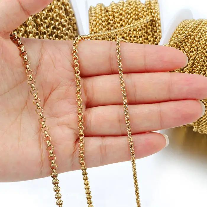 Chaînes en acier inoxydable dorées 2.5/3/4mm forme O pour créations de bijoux à faire soi-même occasions spéciales bijoux personnalisés pour femmes