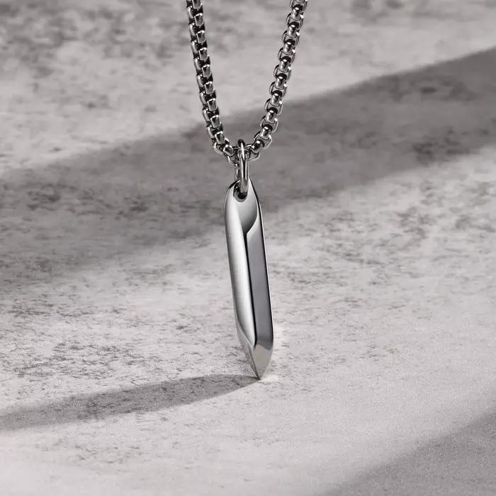 Collier pendentif style ongle homme acier inoxydable hexagonal géométrique hip hop punk cadeau de fête pour homme occassions spéciales